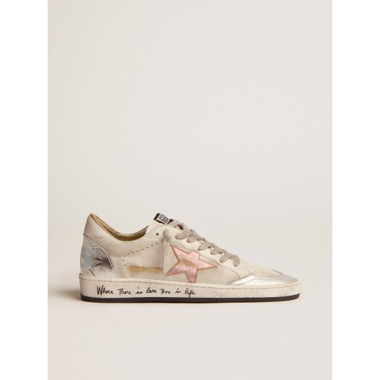 Ball Star in white suede with multicolor inserts