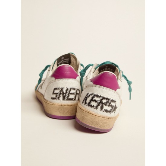 Ball Star LTD sneakers in leather with purple heel tab and silver star