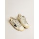Super-Star with blue canvas star and tobacco leather heel tab