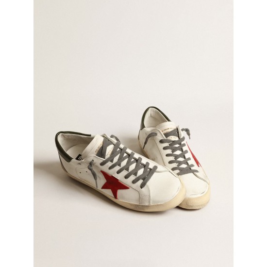 Men's Super-Star with red suede star and green leather heel tab