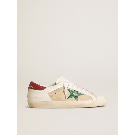 Men's Super-Star LTD in suede with green metallic star and red heel tab