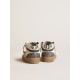Mid Star in nappa leather with silver leather star and black suede flash