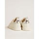 Men’s Starter in white leather with silver metallic leather heel tab