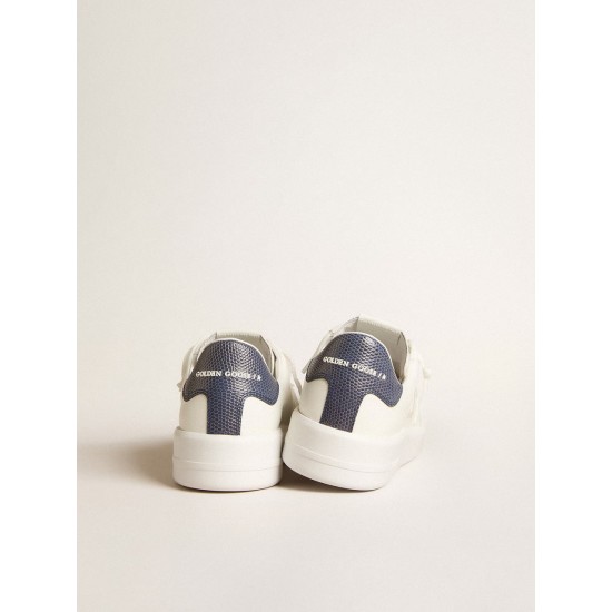 Men's Purestar in leather with white star and blue lizard leather heel tab