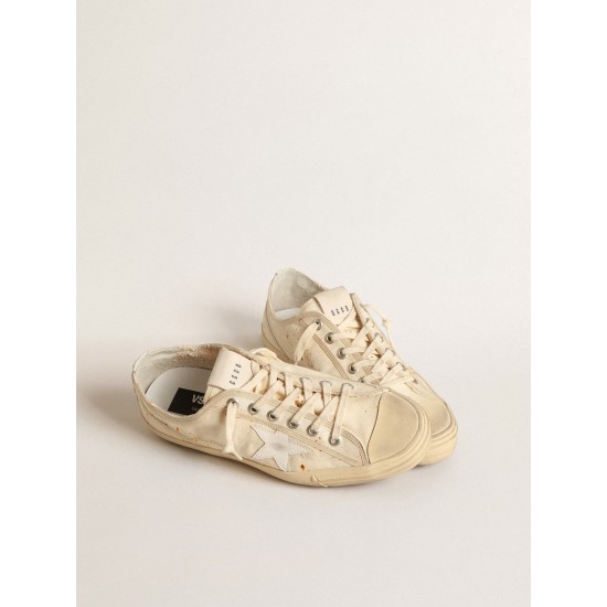 Men’s V-Star LAB in canvas with leather star and rust-colored marks