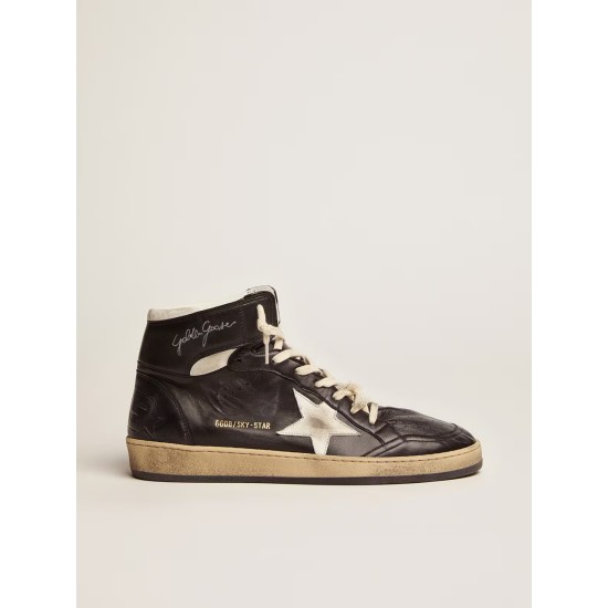 Men's Sky-Star in black nappa with white star