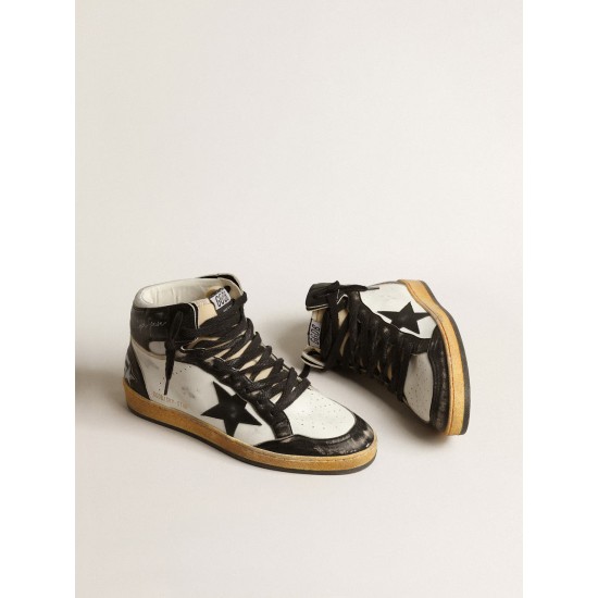 Sky-Star in white nappa leather with black leather star