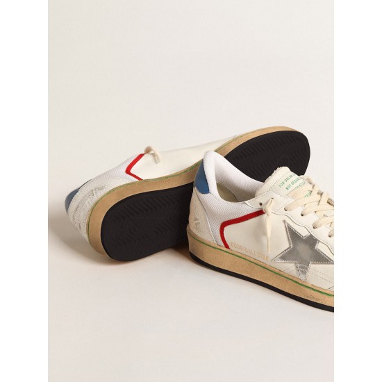 Ball Star in nappa and mesh with silver metallic leather star