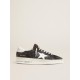 Stardan in black nubuck and mesh with gray leather star and heel tab