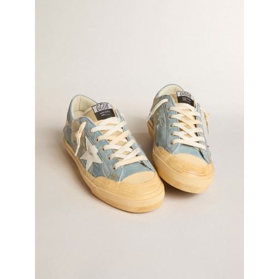 Super-Star in light blue mesh and nylon with white leather star