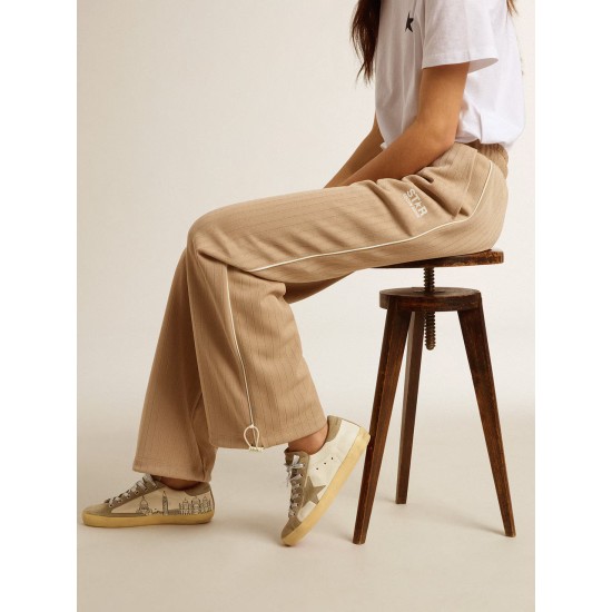 Women’s Super-Star in nappa with ice-gray suede star and black embroidery