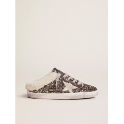 Women's Super-Star Sabot with glitter and shearling interior