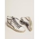Women's Slide with star in white suede and leather flash