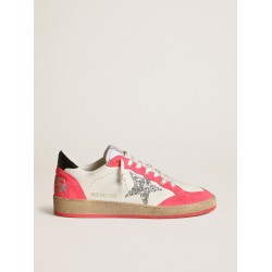Women's Ball Star in white nappa with glitter star