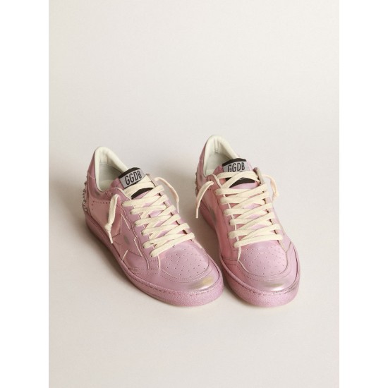 Women’s Ball Star LAB in pink laminated leather with studs