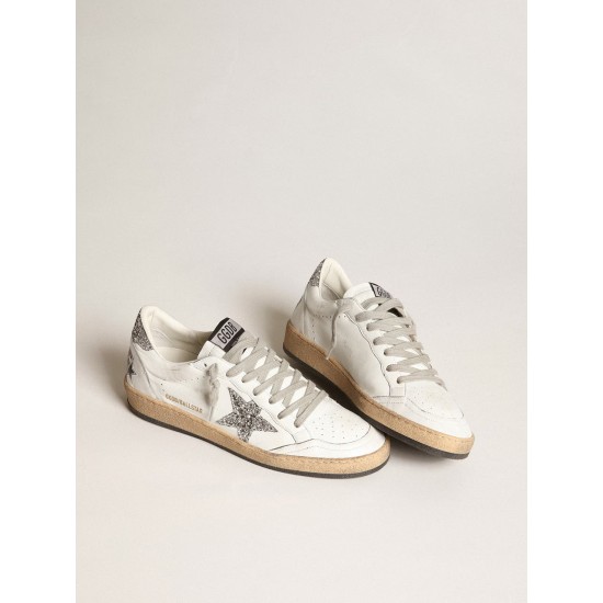 Women's Ball Star in nappa with white star and glitter heel tab
