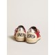 Ball Star in burgundy suede with silver leather star and heel tab