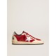 Ball Star in burgundy suede with silver leather star and heel tab