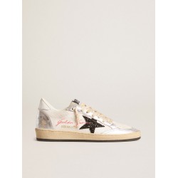 Ball Star in white mesh with black glitter star and silver inserts