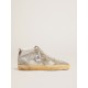 Mid Star LTD in white and dove-gray suede with Swarovski crystals