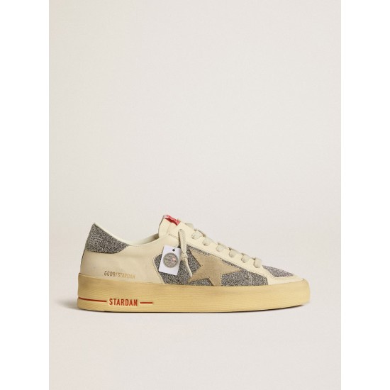 Women's Stardan in suede with sand star and silver Swarovski crystal inserts