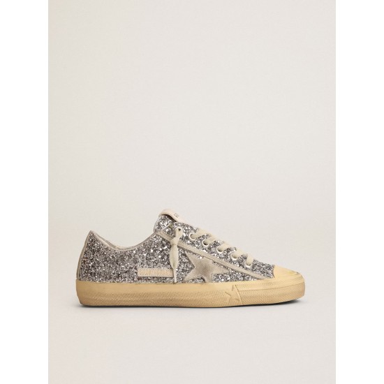Women's V-Star LTD in silver glitter with ice-gray suede star