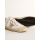 V-Star in white leather with a platinum glitter star