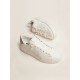 Purestar in white leather with silver Swarovski crystal heel tab