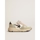 Running Sole with gray suede inserts and black glitter star