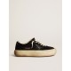 Space-Star shoes in black nylon with black leather star and heel tab