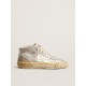 Women’s Mid Star in silver metallic leather with ivory star