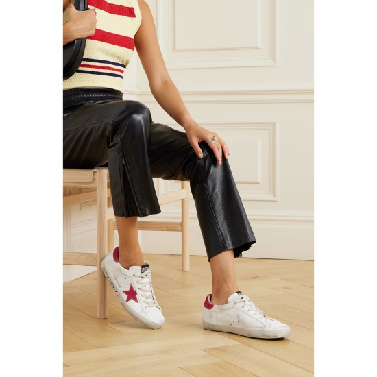 Super-Star suede-trimmed distressed leather sneakers