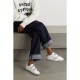 Old School shearling-lined distressed glittered leather sneakers